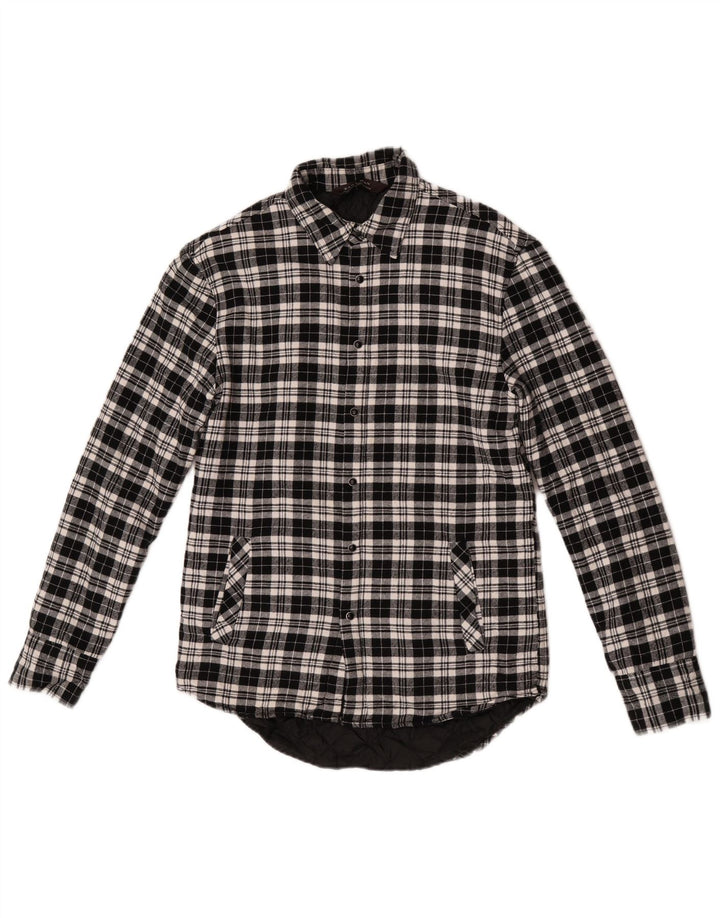 Zara Mens Lumberjack Flannel Shirt Small Black Check Cotton