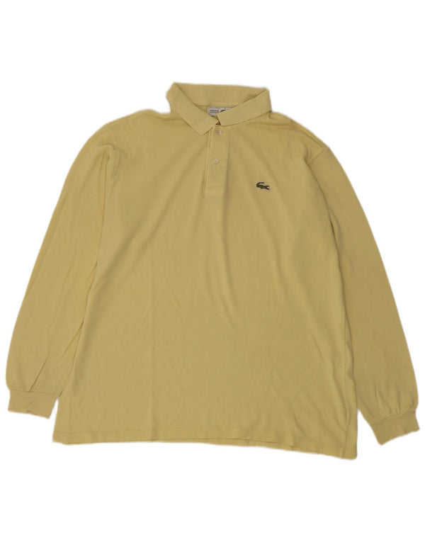 LACOSTE Mens Long Sleeve Polo Shirt XL 6 Size  Yellow Cotton