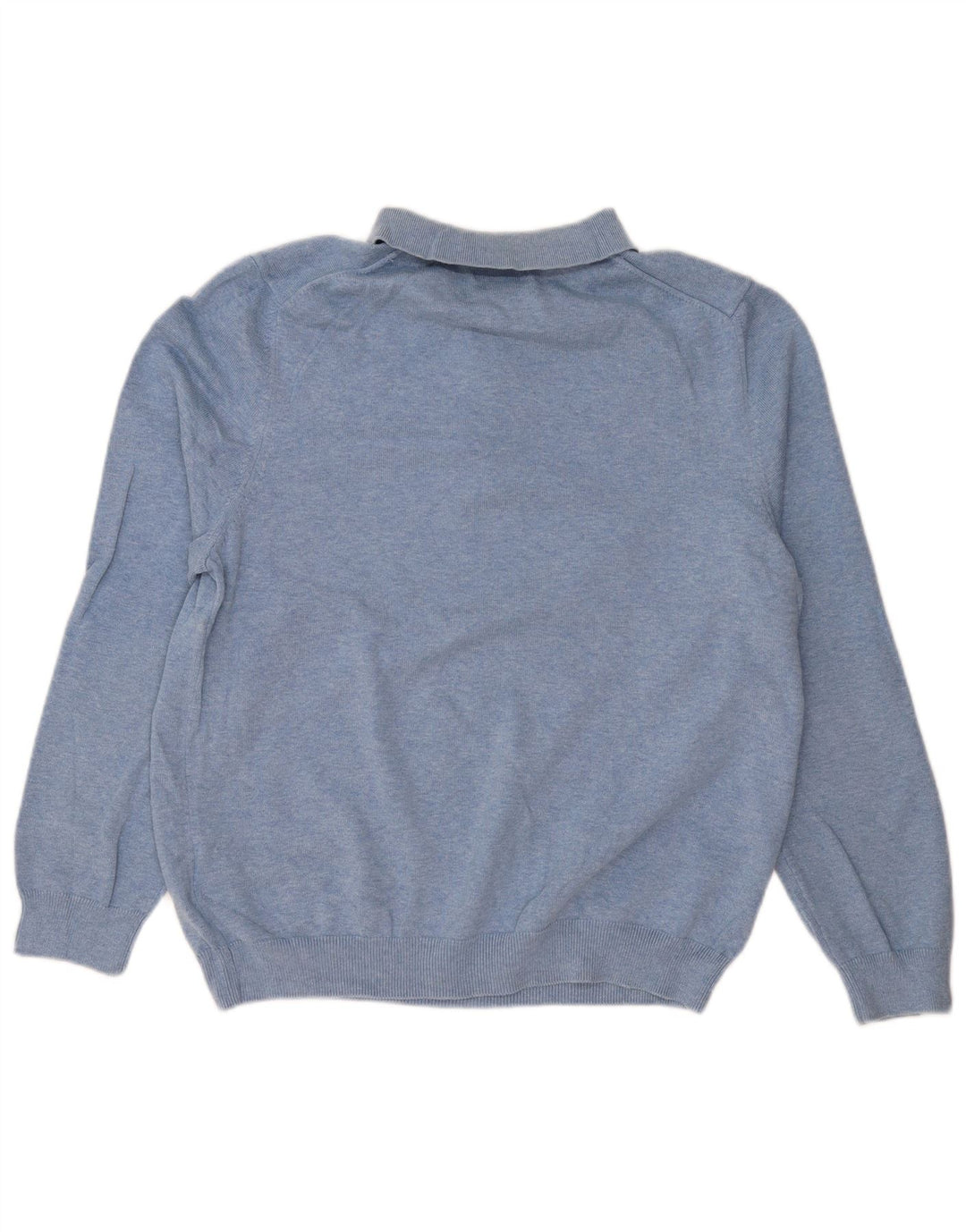 EDDIE BAUER Mens Polo Neck Jumper Sweater Medium Blue Cotton