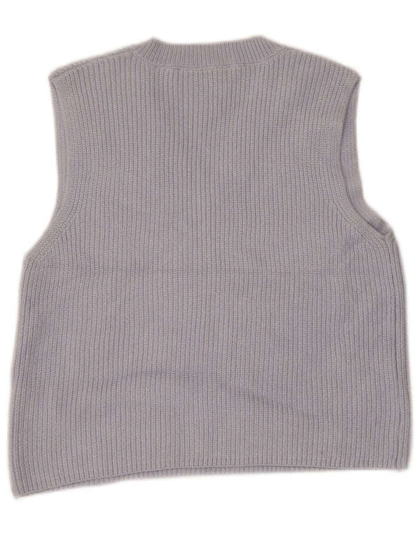Zara Womens Crop Vest Tank Top UK 10 Small Blue Cotton
