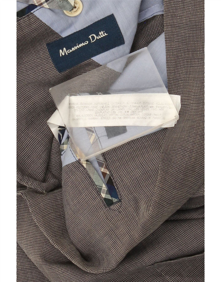 MASSIMO DUTTI Mens 2 Button Blazer Jacket UK 38 Medium Grey Cotton