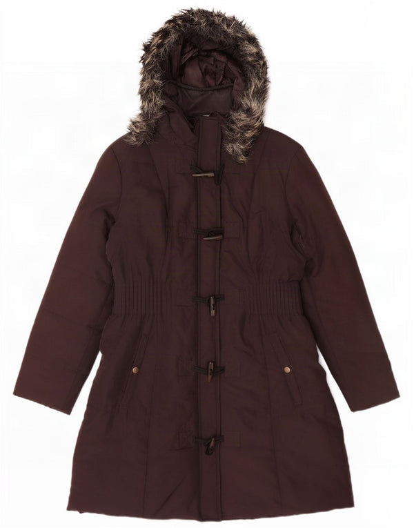 M&Co Womens Hooded Padded Coat UK 18 XL Brown Polyester
