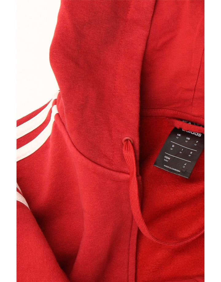 Adidas Mens Zip Hoodie Sweater Medium Red Cotton