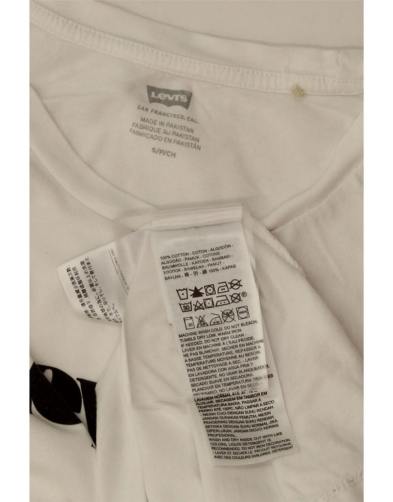 LEVI'S Womens Oversized Graphic T-Shirt Top UK 10 Small White Cotton Vintage Levi's and Second-Hand Levi's from Messina Hembry 