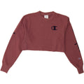 CHAMPION Womens Oversized Crop Sweatshirt Jumper UK 10 Small Maroon Cotton Vintage Champion and Second-Hand Champion from Messina Hembry 