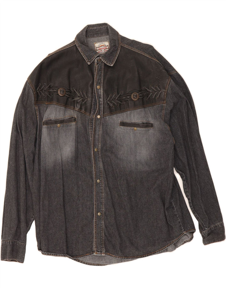 STOCKERPOINT Mens Western Denim Shirt XL Grey Cotton Vintage Stockerpoint and Second-Hand Stockerpoint from Messina Hembry 
