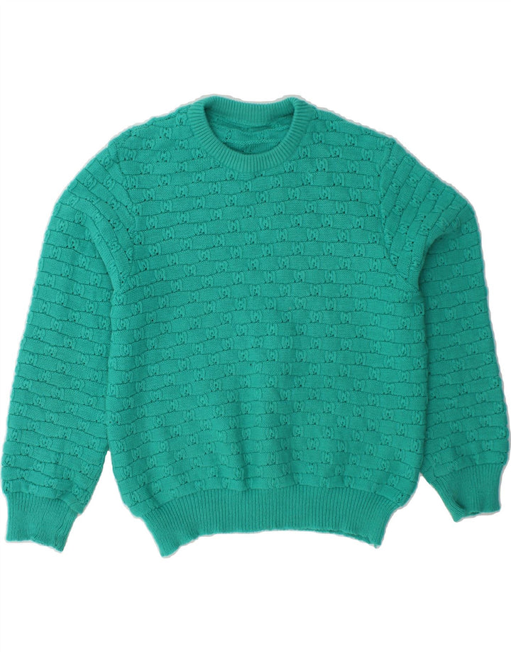 VINTAGE Womens Crew Neck Jumper Sweater UK 14 Medium Turquoise Vintage Vintage and Second-Hand Vintage from Messina Hembry 