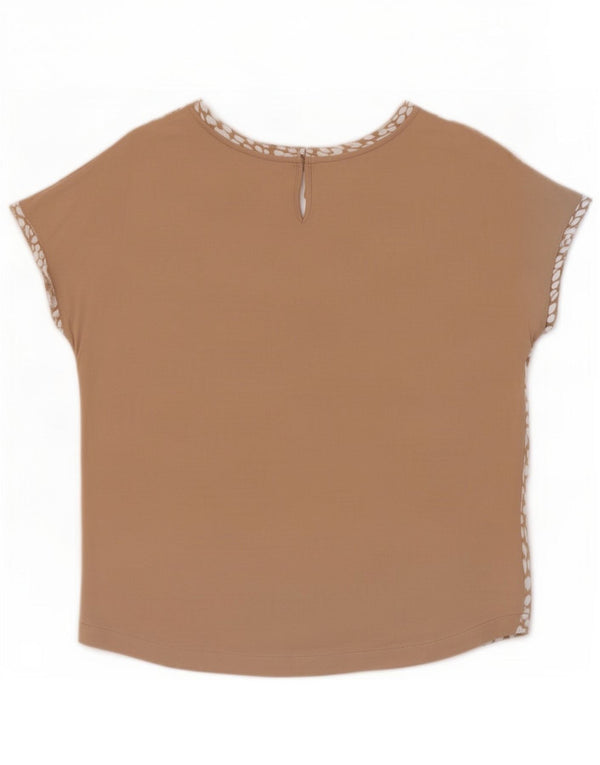 Marks & Spencer Womens T-Shirt Top UK 8 Small Beige Animal Print