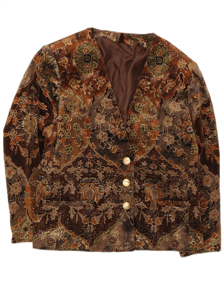 Marina Rinaldi Womens 3 Button Blazer Jacket Size 21 Medium Brown Floral