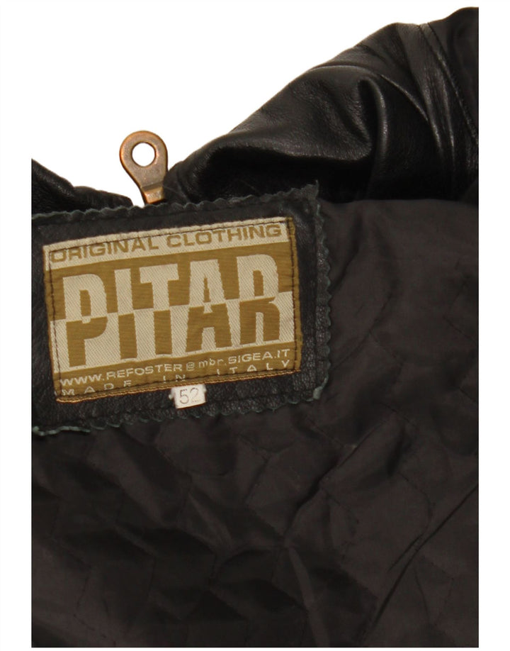 Vintage Mens Leather Jacket IT 52 XL Black Leather