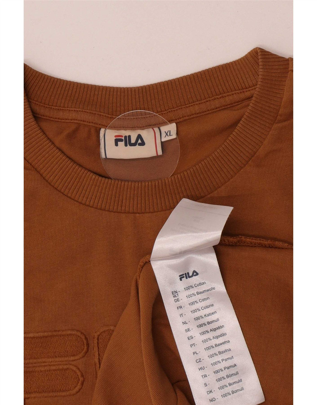 Fila Mens Graphic T-Shirt Top XL Beige Cotton
