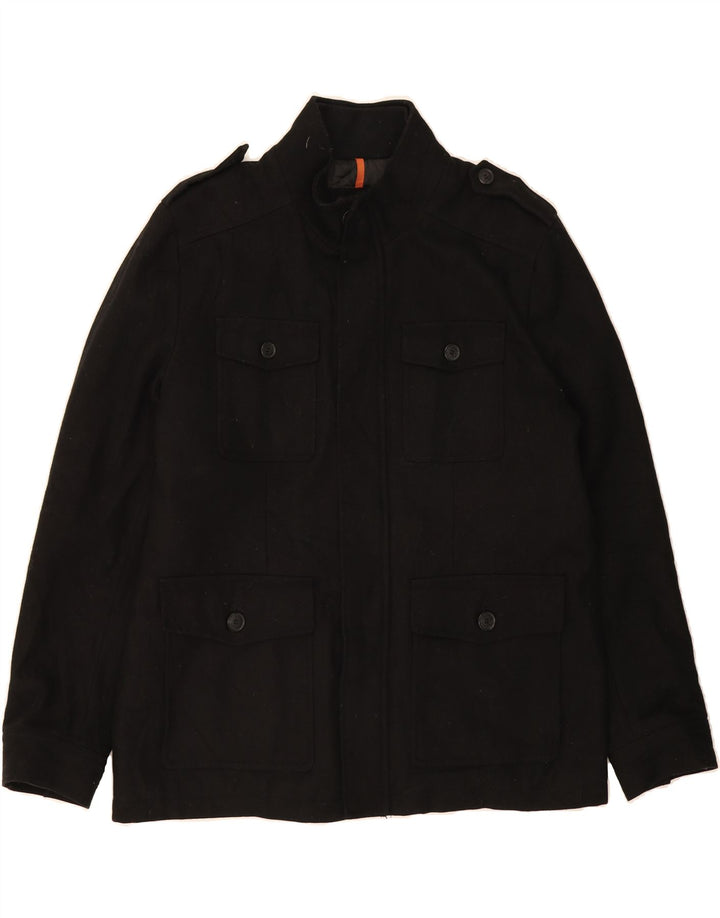 DOCKERS Mens Military Jacket UK 42 XL Black Wool Vintage Dockers and Second-Hand Dockers from Messina Hembry 