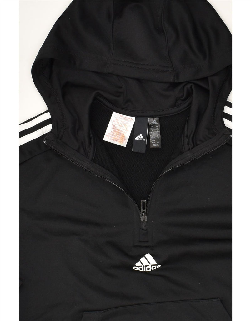 ADIDAS Boys Zip Neck Hoodie Jumper 11-12 Years Black Polyester | Vintage Adidas | Thrift | Second-Hand Adidas | Used Clothing | Messina Hembry 