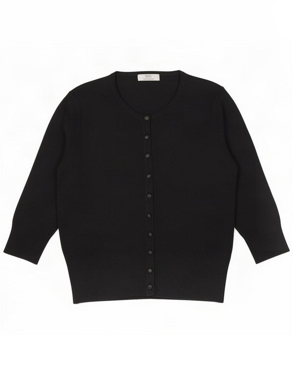 Marks & Spencer Womens 3/4 Sleeve Cardigan Sweater UK 14 Medium Black