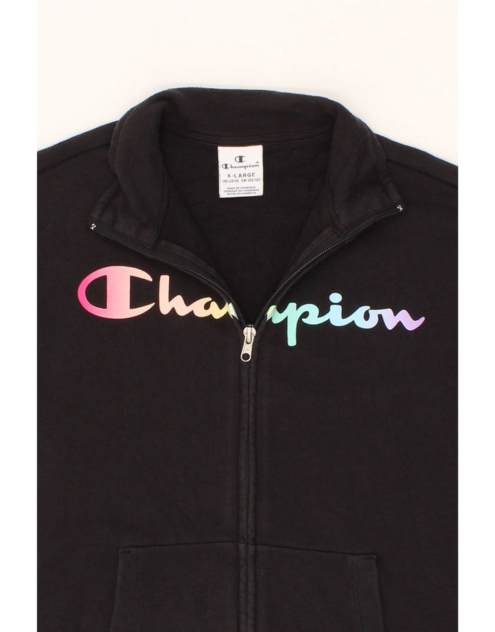 CHAMPION Boys Graphic Tracksuit Top Jacket 13-14 Years XL Black Vintage Champion and Second-Hand Champion from Messina Hembry 
