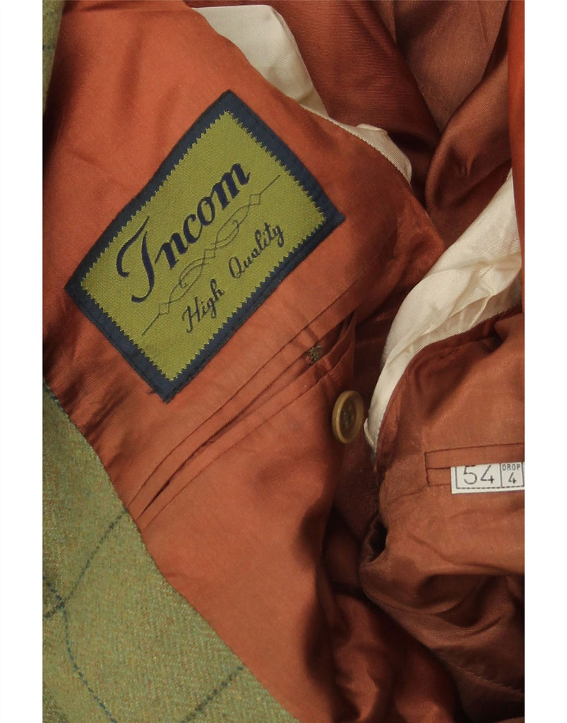 INCOM Mens 2 Button Blazer Jacket IT 54 2XL Green Check Wool Vintage Incom and Second-Hand Incom from Messina Hembry 