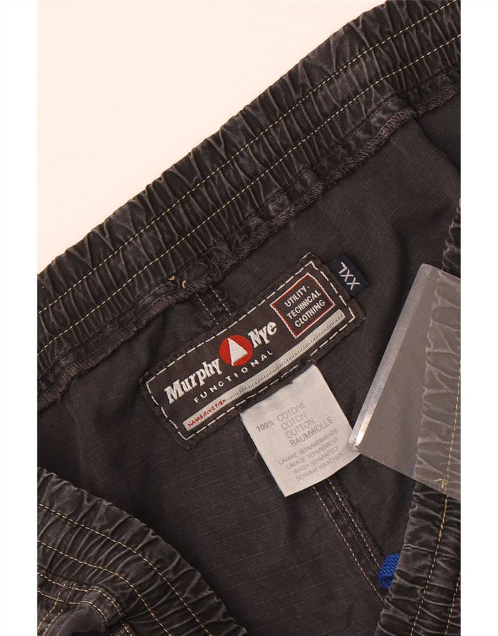 Murphy & Nye Mens Straight Cargo Trousers W36 L35 Grey Cotton