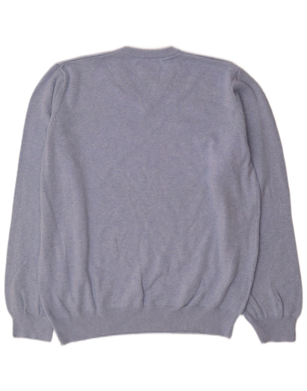Marks & Spencer Mens V-Neck Jumper Sweater XL Blue Cotton