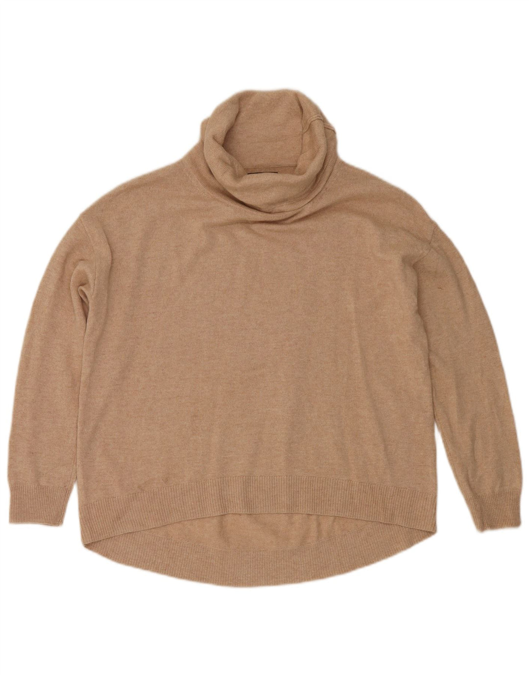 Massimo Dutti Womens Oversized Roll Neck Jumper Sweater UK 10 Small Beige