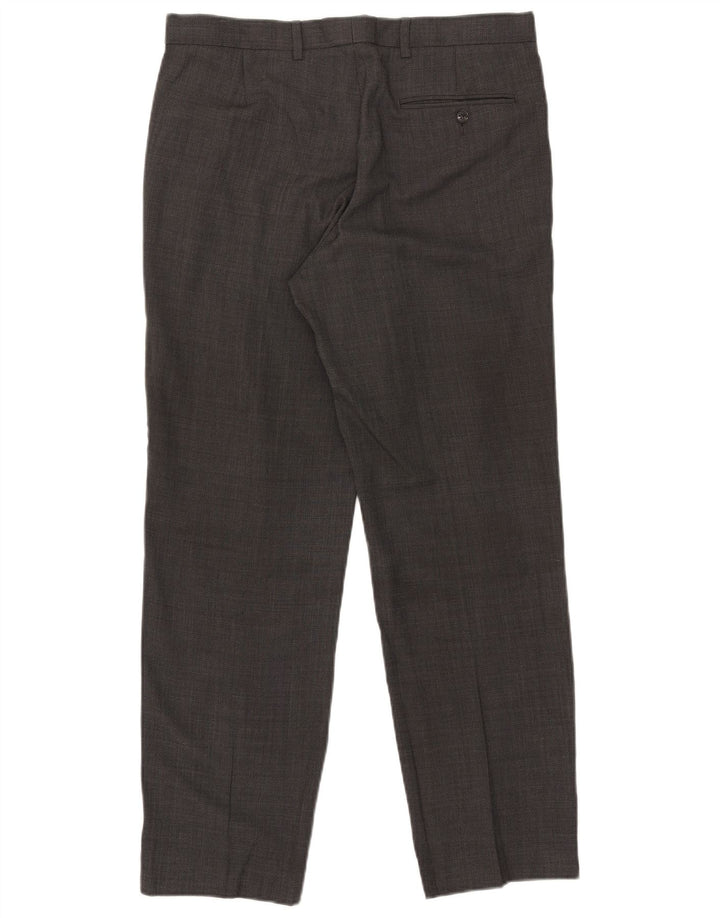 Marks & Spencer Mens Regular Fit Suit Trousers W34 L31 Grey Wool