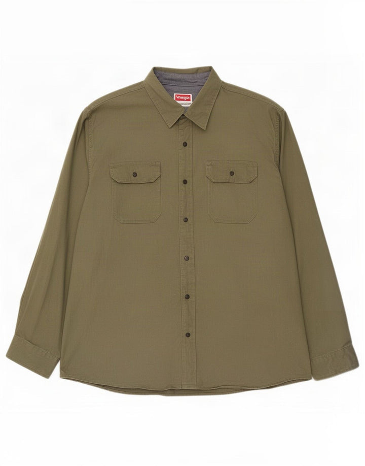 Wrangler Mens Shirt 2XL Khaki Cotton