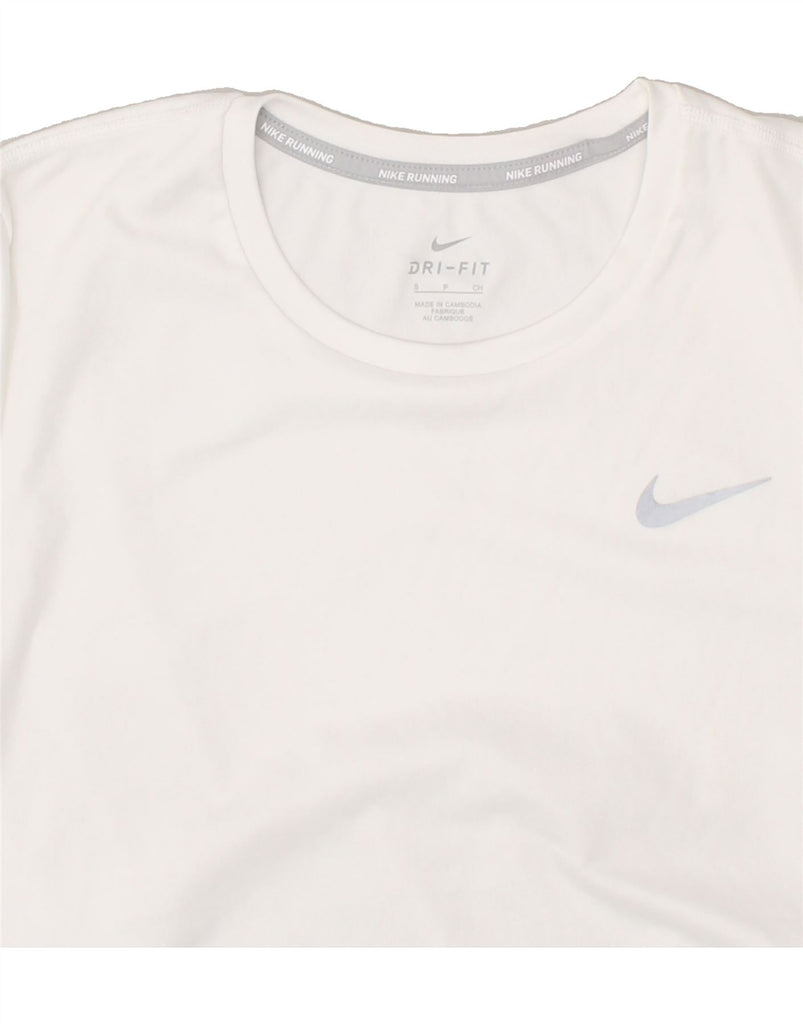 NIKE Womens Dri Fit T-Shirt Top UK 10 Small White Polyester | Vintage Nike | Thrift | Second-Hand Nike | Used Clothing | Messina Hembry 