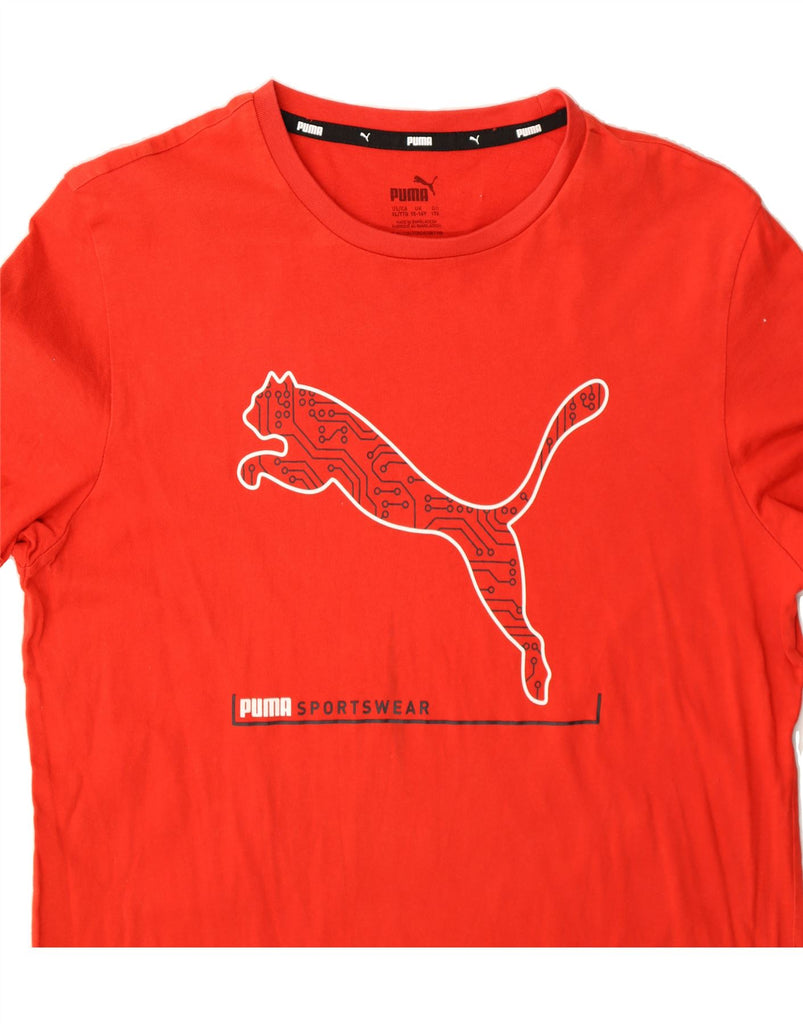 PUMA Boys Graphic T-Shirt Top 15-16 Years Red Cotton Vintage Puma and Second-Hand Puma from Messina Hembry 