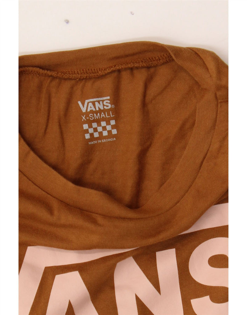 VANS Womens Graphic T-Shirt Top UK 6 XS Brown Cotton Vintage Vans and Second-Hand Vans from Messina Hembry 