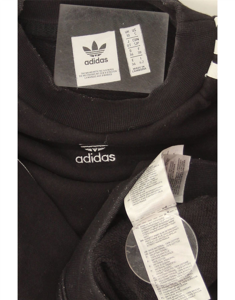ADIDAS Womens Oversized Sweatshirt Jumper UK 10 Small  Black Cotton Vintage Adidas and Second-Hand Adidas from Messina Hembry 