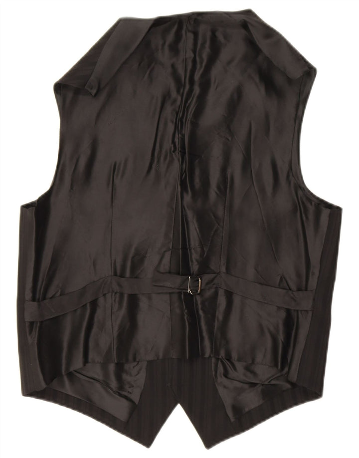 Maestrami Mens Waistcoat IT 48 Medium Black Striped Wool