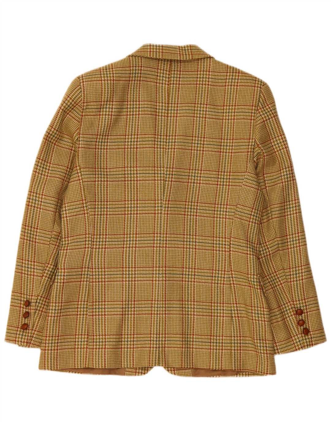 Vintage Womens 2 Button Blazer Jacket IT 46 Large Green Houndstooth Wool