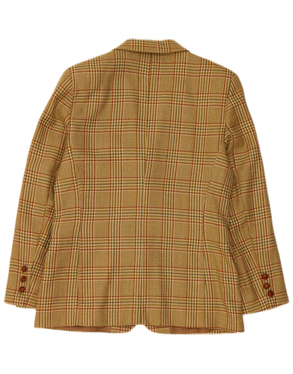 Vintage Womens 2 Button Blazer Jacket IT 46 Large Green Houndstooth Wool