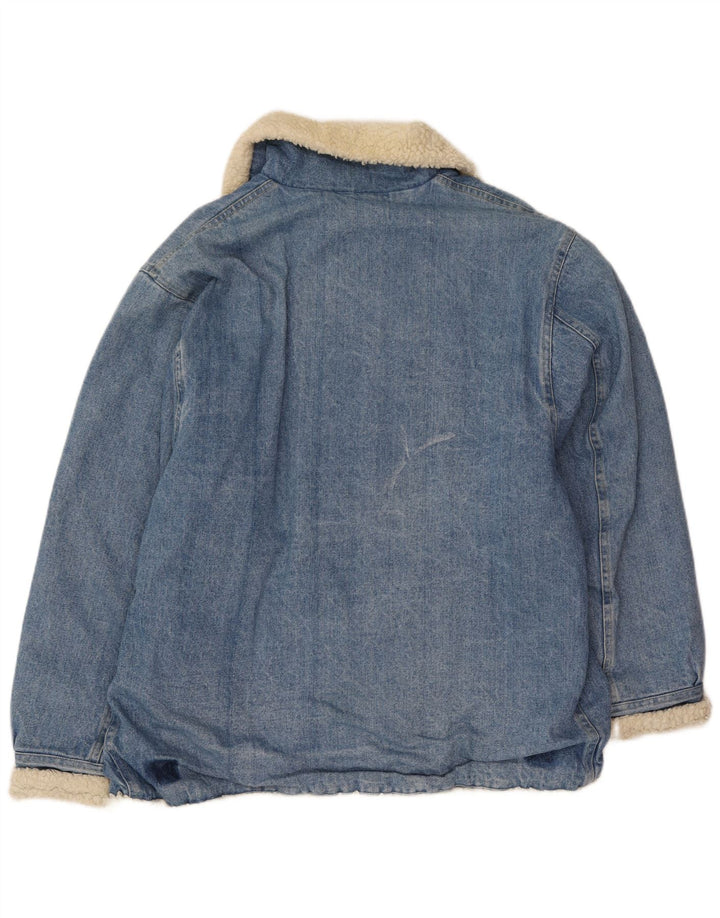 Vintage Mens Denim Sherpa Jacket UK 38 Medium Blue