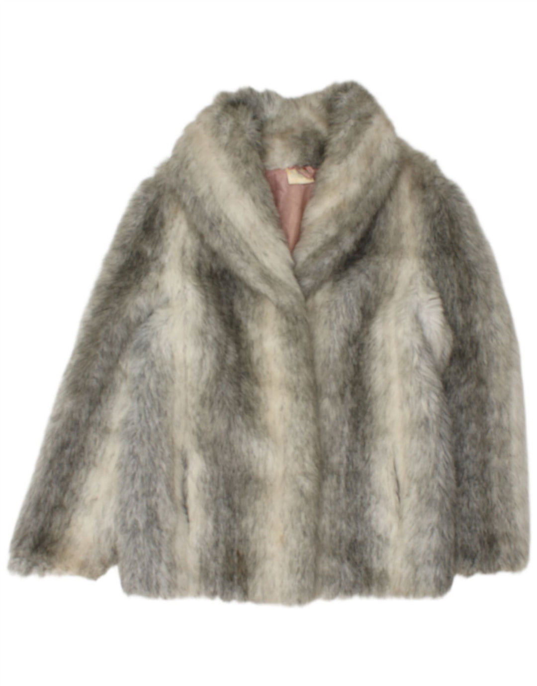 Francesca Womens Faux Fur Jacket UK 12 Medium Grey Animal Print Modacryl