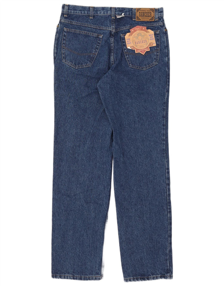 Rancher Mens Straight Jeans W36 L34 Blue Cotton
