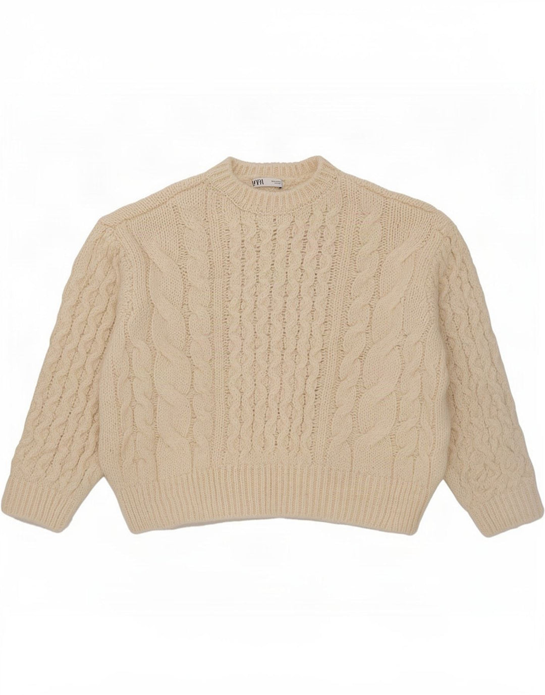 Zara Womens Oversized Crew Neck Jumper Sweater UK 12 Medium Off White