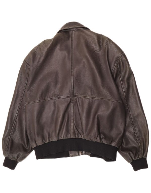 Liberty Mens Leather Jacket IT 54 2XL Brown Leather