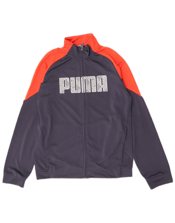 Puma Boys Graphic Tracksuit Top Jacket 13-14 Years Navy Blue Colourblock