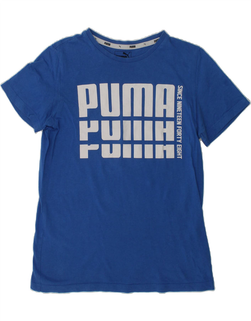 PUMA Boys Graphic T-Shirt Top 11-12 Years Blue Cotton | Vintage Puma | Thrift | Second-Hand Puma | Used Clothing | Messina Hembry 