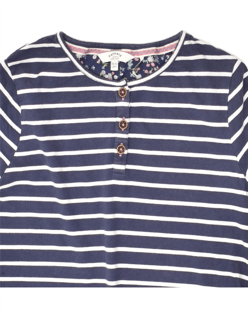 FAT FACE Girls Top Long Sleeve 10-11 Years Navy Blue Striped Cotton | Vintage Fat Face | Thrift | Second-Hand Fat Face | Used Clothing | Messina Hembry 