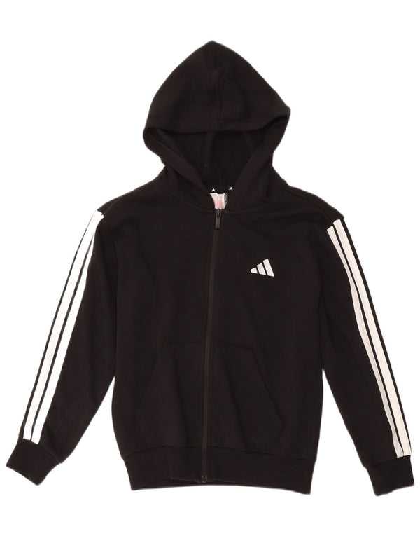 Adidas Boys Zip Hoodie Sweater 11-12 Years Black Cotton