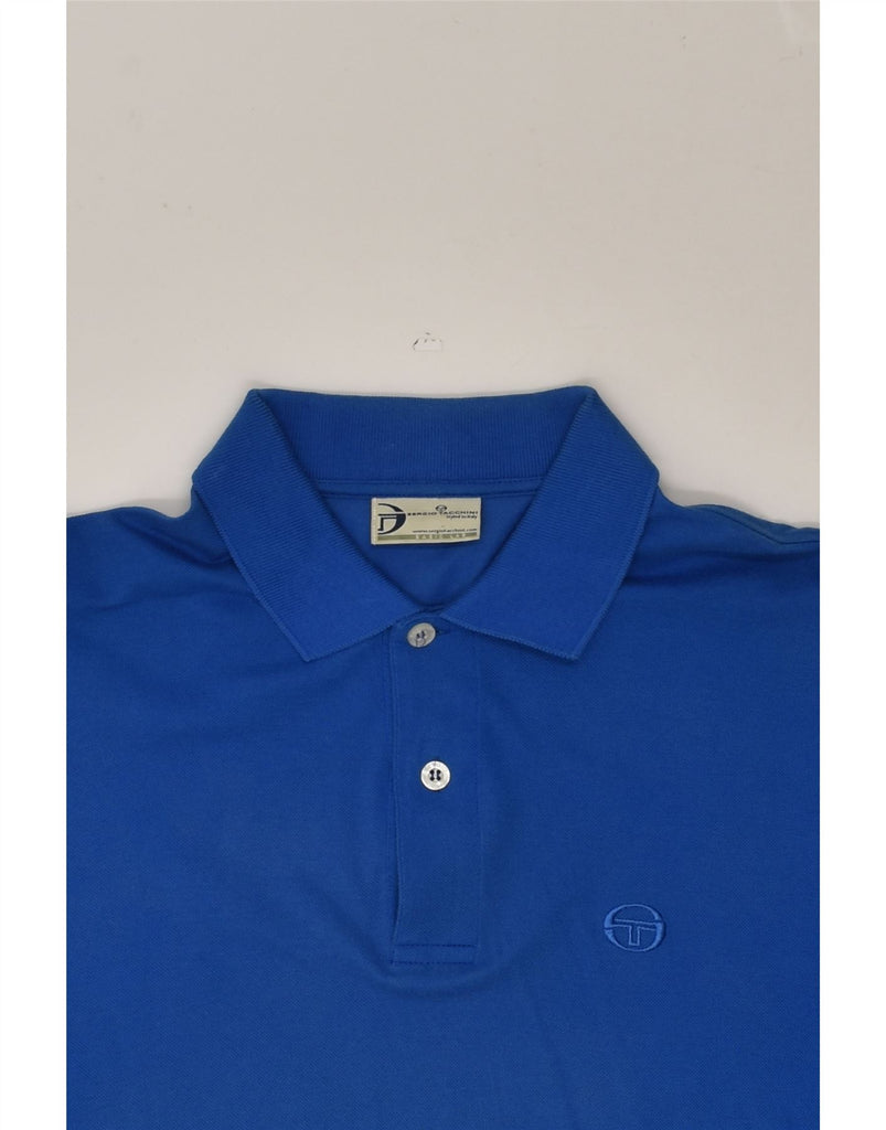 SERGIO TACCHINI Mens Polo Shirt IT 48 Medium Blue Cotton | Vintage Sergio Tacchini | Thrift | Second-Hand Sergio Tacchini | Used Clothing | Messina Hembry 