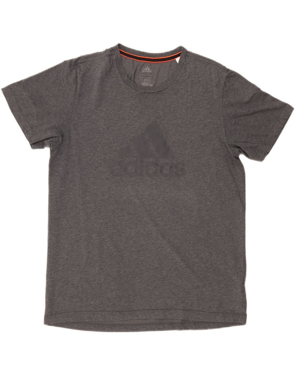 Adidas Mens Climalite Graphic T-Shirt Top Large Grey Flecked Cotton
