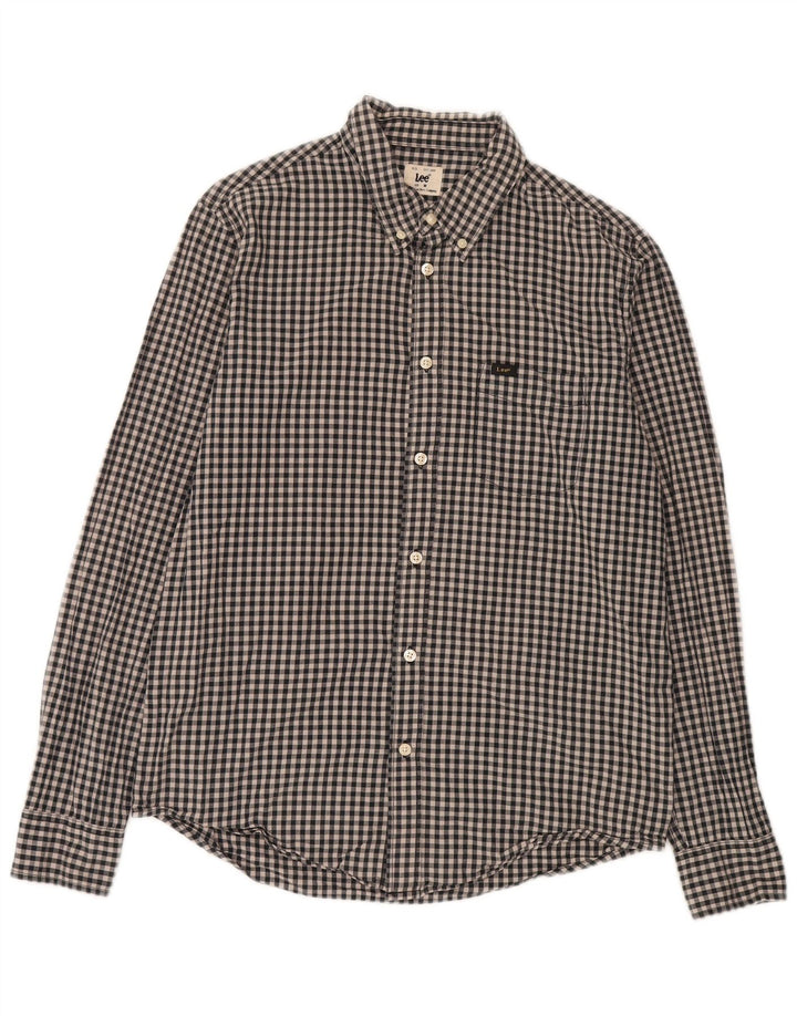 Lee Mens Shirt Medium Black Gingham Cotton