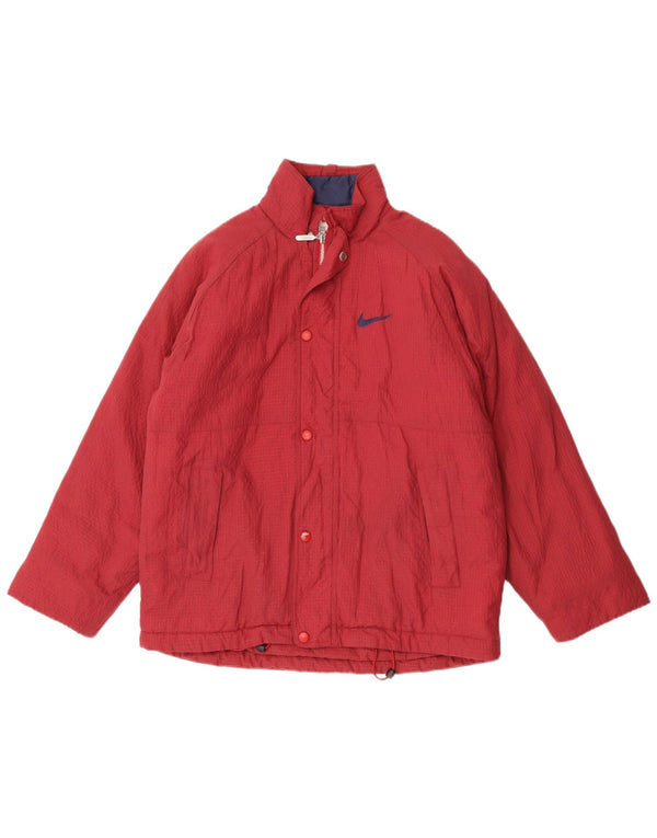 Nike Boys Windbreaker Jacket 12-13 Years Large Burgundy Check Nylon