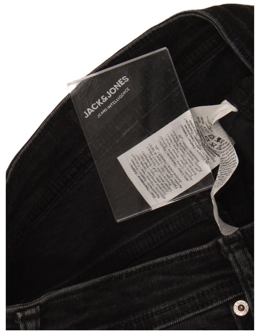 Jack & Jones Mens Distressed Skinny Jeans W32 L32 Black Cotton