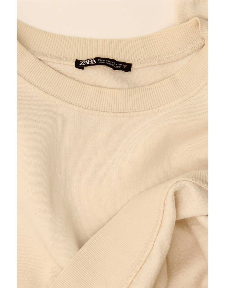 Zara Womens Crop Sweatshirt Jumper UK 14 Medium Beige