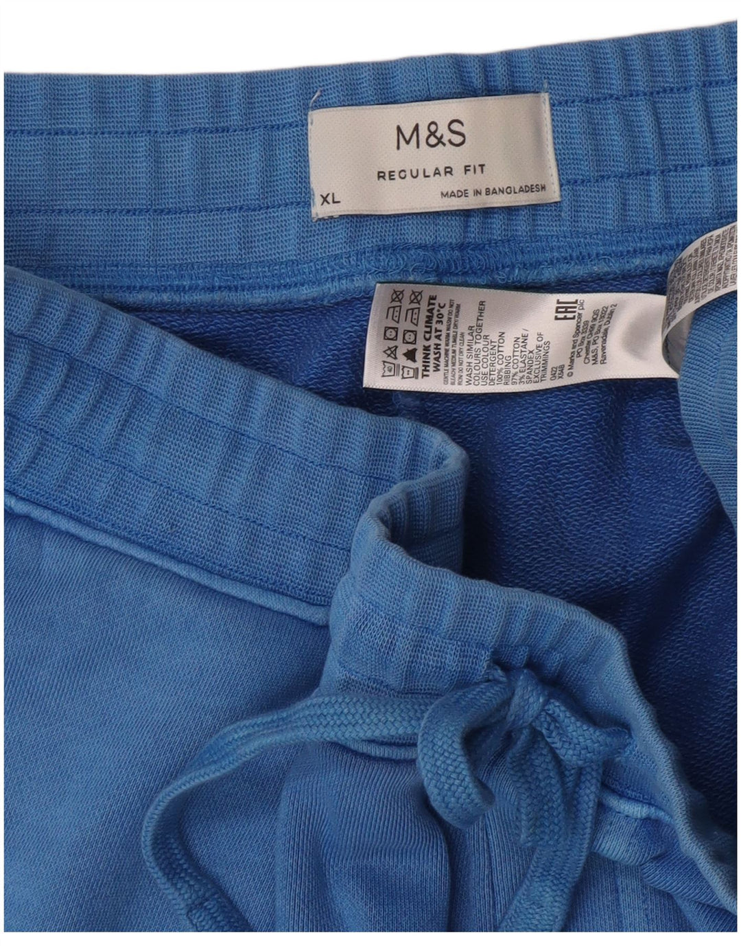 Marks & Spencer Mens Regular Fit Sport Shorts XL  Blue Cotton
