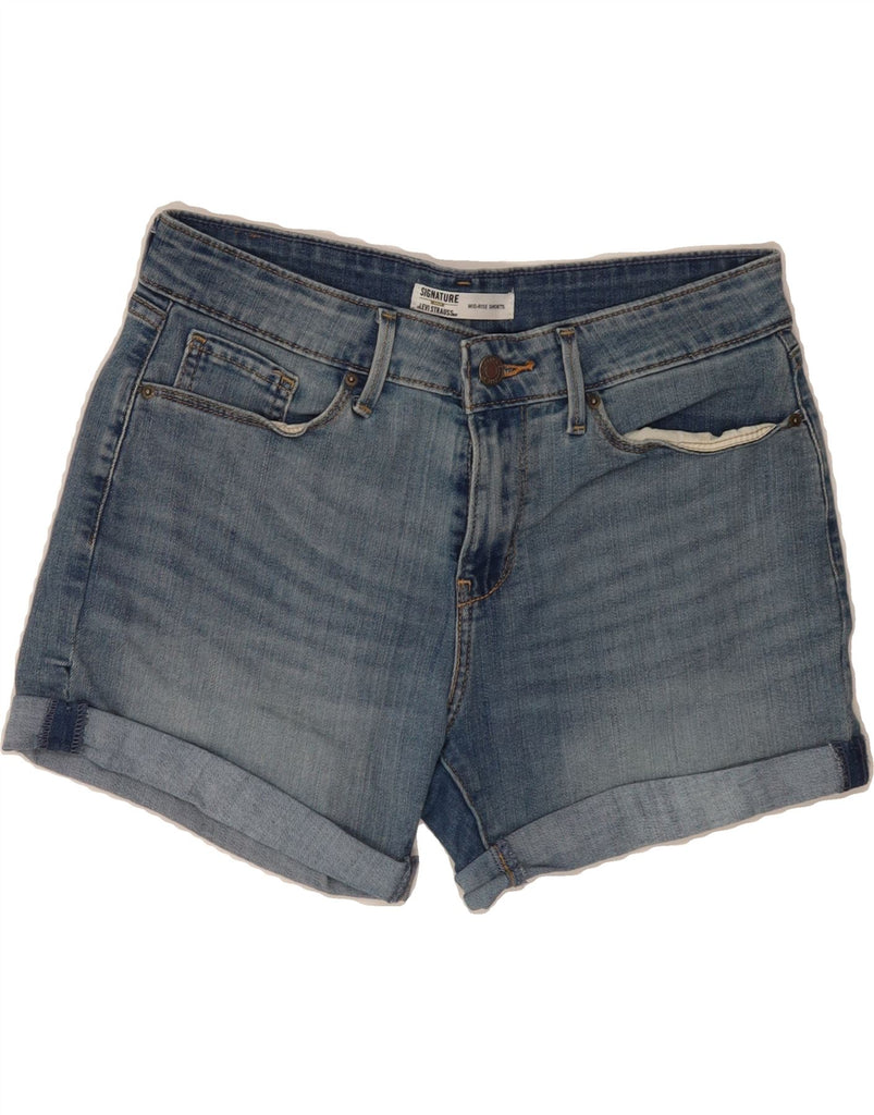LEVI'S Womens Signature Mid Rise Denim Shorts US 4 Small W27 Blue Cotton Vintage Levi's and Second-Hand Levi's from Messina Hembry 