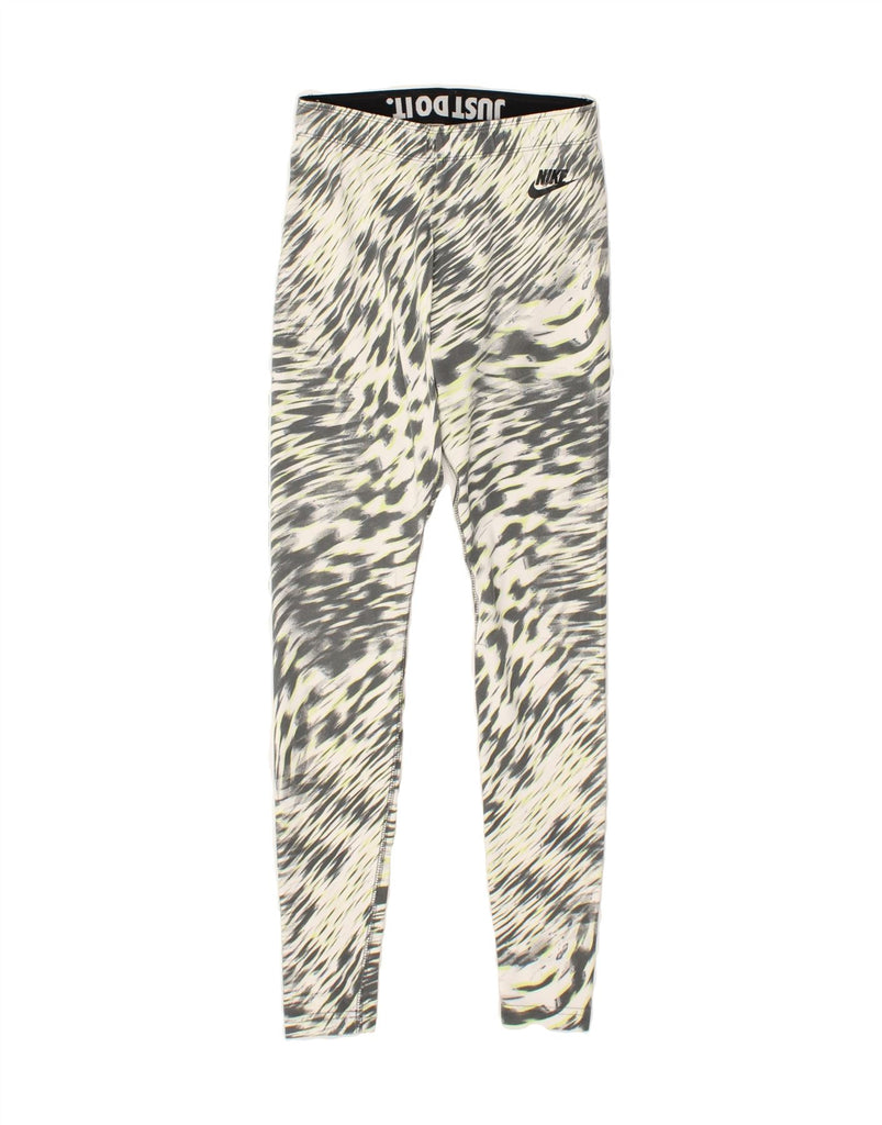 NIKE Womens Leggings UK 4 XS Grey Animal Print Cotton | Vintage Nike | Thrift | Second-Hand Nike | Used Clothing | Messina Hembry 